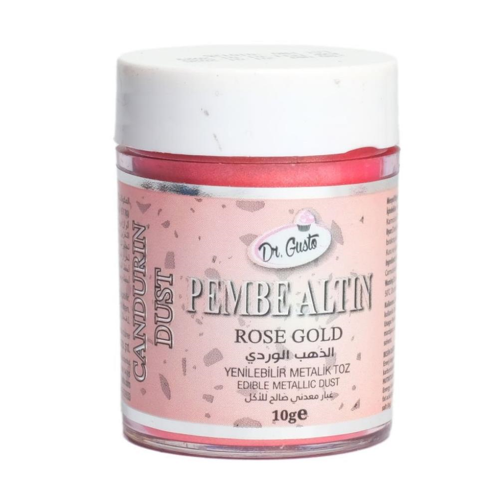 Dr. Gusto Metalik Toz Gıda Boyası Rose Gold 10 gr - Yenilebilir Pasta Dekor Tozu