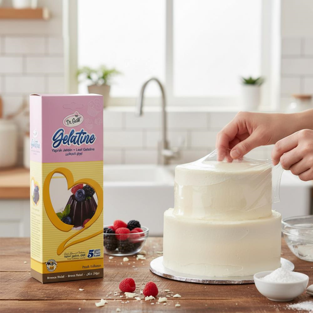 Dr. Gusto Mini Yaprak Jelatin 5li Zarf - Pasta, Tatlı ve Jöle Tarifleri için Doğal Kıvam Arttırıcı