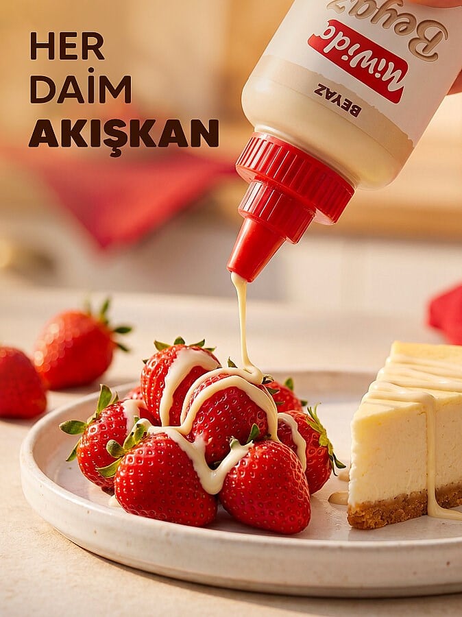 MİWİDA Beyaz Çikolata Sos - Pratik Waffle, Pankek, Krep, Kruvasan ve Tatlı Sosu 330 Gr
