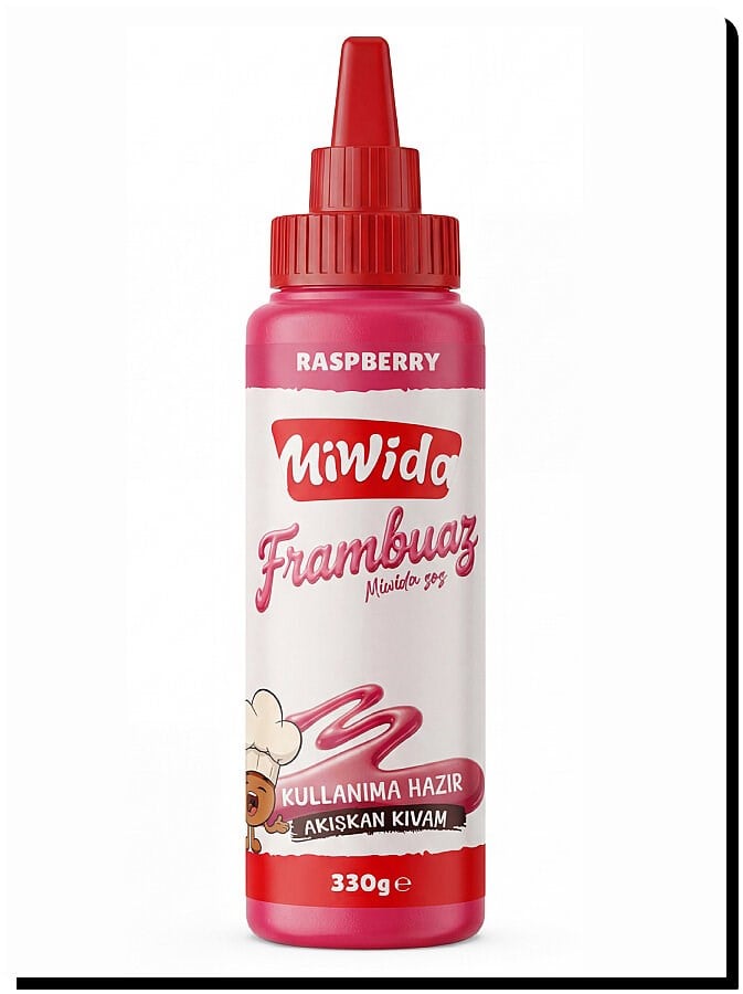 Miwida Frambuaz Aromalı Sos - Pratik Waffle, Pankek, Krep, Kruvasan ve Tatlı Sosu 330 gr