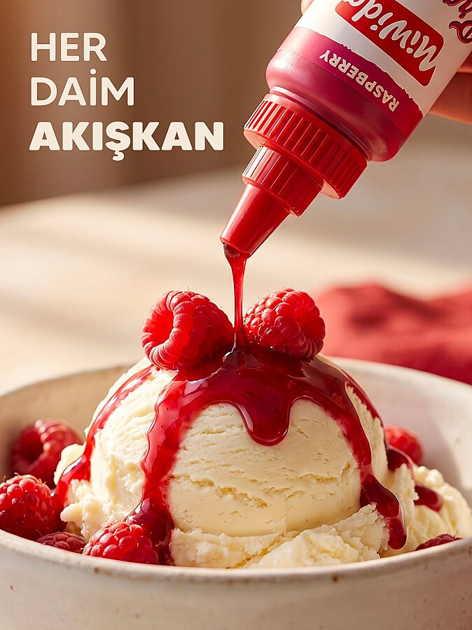 Miwida Frambuaz Aromalı Sos - Pratik Waffle, Pankek, Krep, Kruvasan ve Tatlı Sosu 330 gr