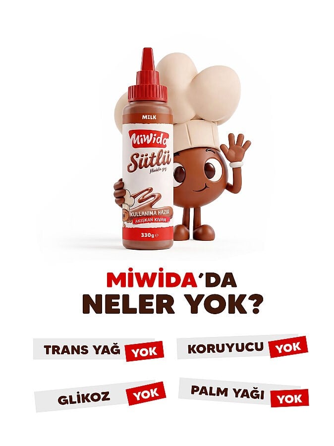MİWİDA Sütlü Çikolata Sos - Pratik Waffle, Pankek, Krep, Kruvasan ve Tatlı Sosu 330 Gr