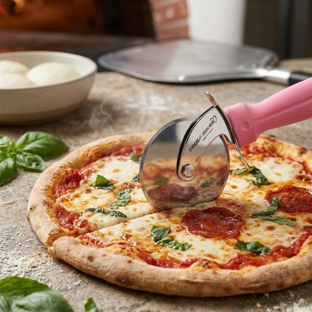 Pizza Ruleti 6.5 CM Pembe – Paslanmaz Kesici Pizza ve Hamur Dilimleyici