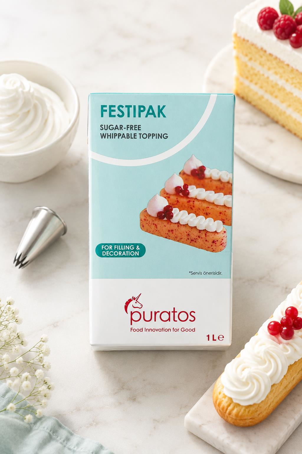 Puratos Festipak Şekersiz Bitkisel Sıvı Şanti 1 L