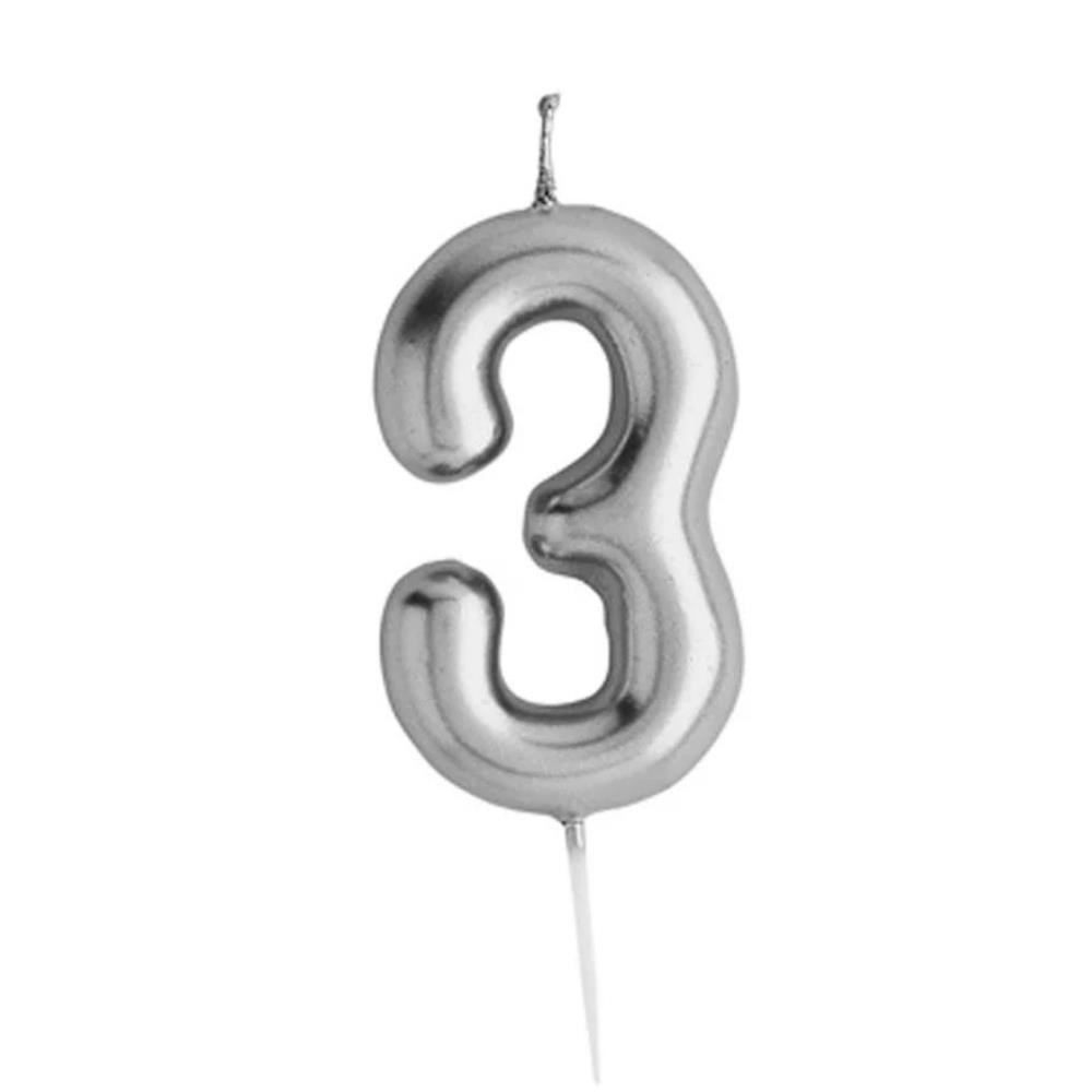 Rakamlı Gümüş Silver Pasta Mumu Yaş 3