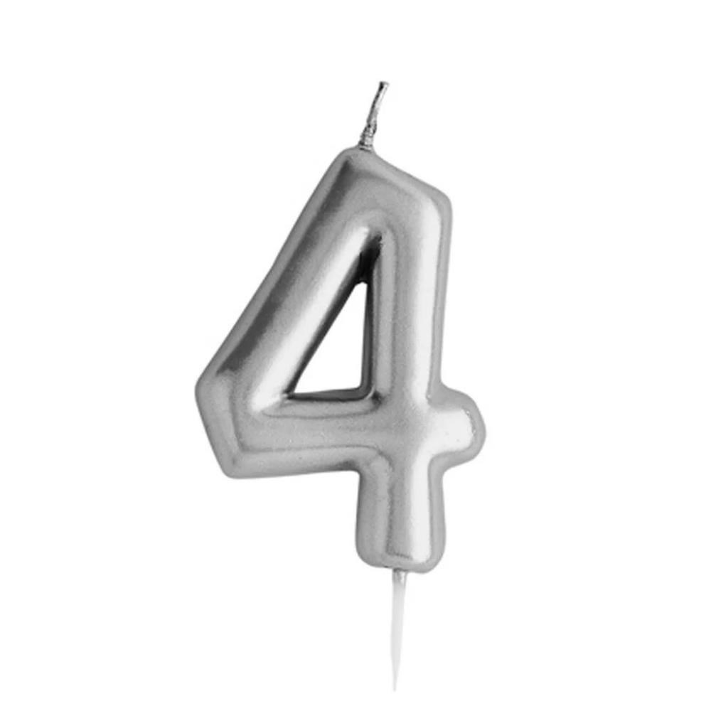 Rakamlı Gümüş Silver Pasta Mumu Yaş 4