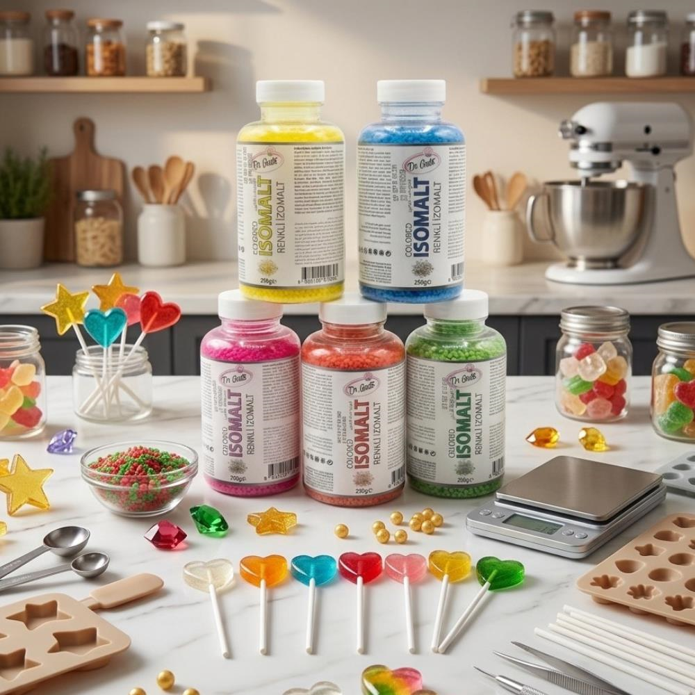 Dr. Gusto Renkli İzomalt (Isomalt) 250 gr x 5li Set - Sarı, Kırmızı, Pembe, Yeşil, Mavi Şeker Sanatı ve Pasta Dekorasyon