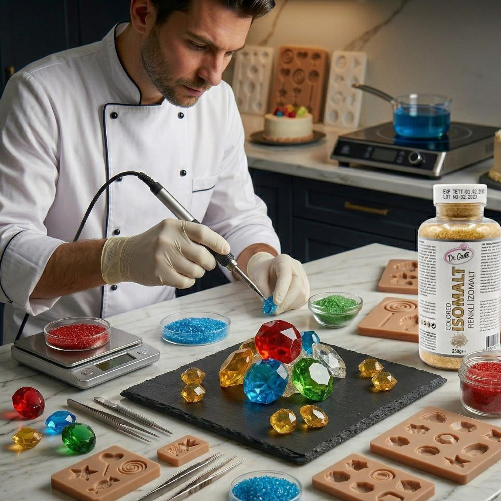 Dr. Gusto Renkli İzomalt (Isomalt) Gold (Altın) 250 gr - Şeker Sanatı ve Pasta Dekorasyon için