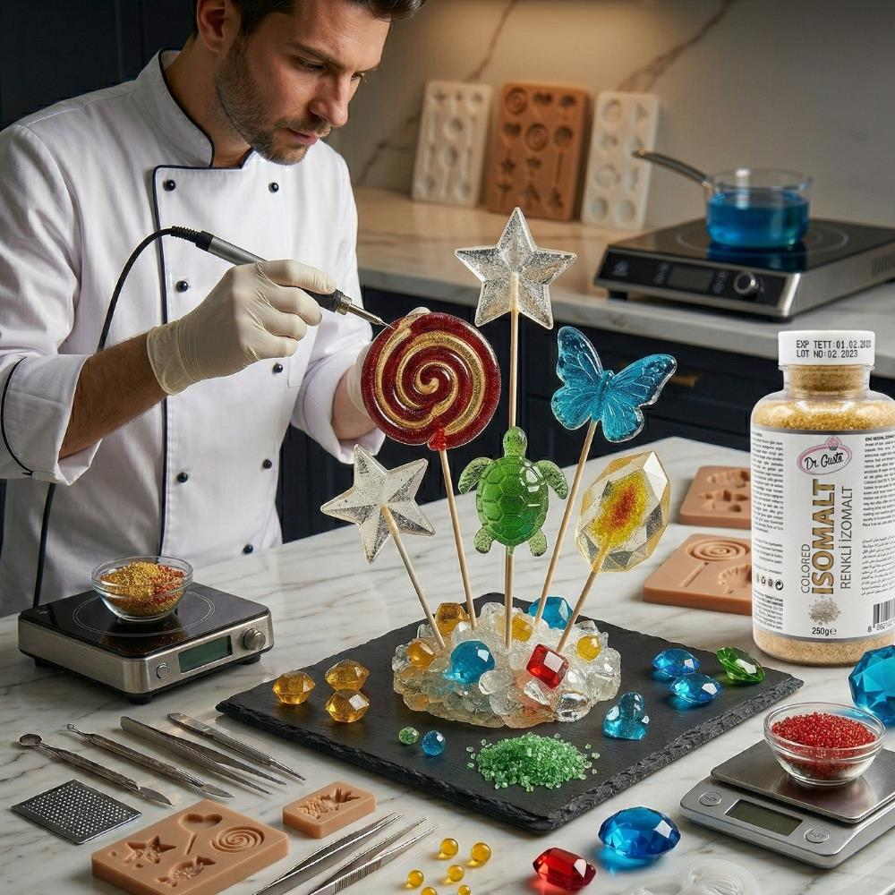 Dr. Gusto Renkli İzomalt (Isomalt) Gold (Altın) 250 gr - Şeker Sanatı ve Pasta Dekorasyon için