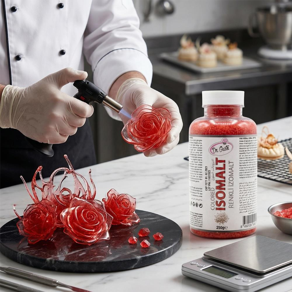 Renkli İzomalt (Isomalt) Kırmızı 250 GR – Şeker Sanatı ve Pasta Dekorasyon İçin