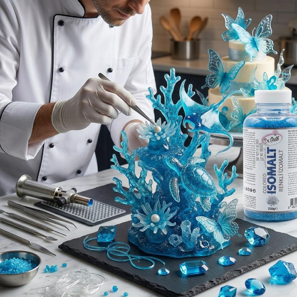 Renkli İzomalt (Isomalt) Mavi 250 GR – Şeker Sanatı ve Pasta Dekorasyon İçin