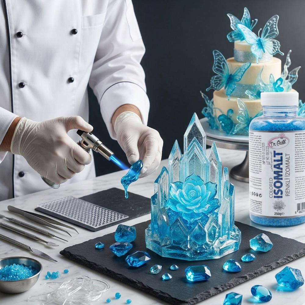 Renkli İzomalt (Isomalt) Mavi 250 GR – Şeker Sanatı ve Pasta Dekorasyon İçin
