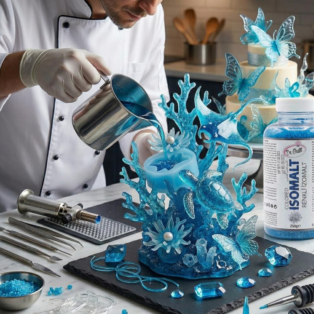 Renkli İzomalt (Isomalt) Mavi 250 GR – Şeker Sanatı ve Pasta Dekorasyon İçin