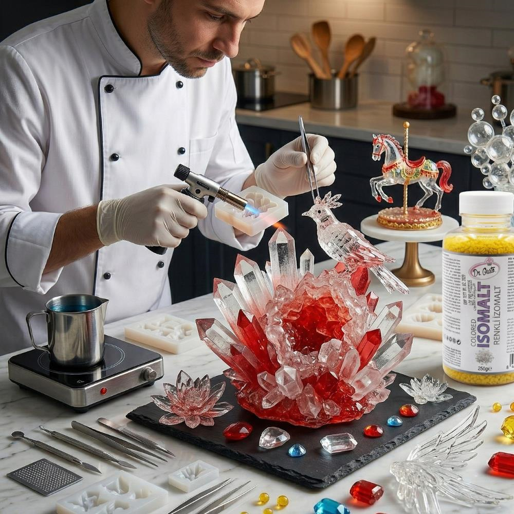 Dr. Gusto Renkli İzomalt (Isomalt) Pembe 250 gr - Şeker Sanatı ve Pasta Dekorasyon için