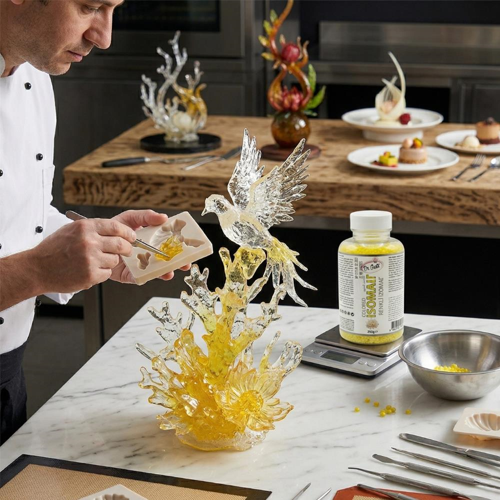 Renkli İzomalt (Isomalt) Sarı 250 GR – Şeker Sanatı ve Pasta Dekorasyon İçin