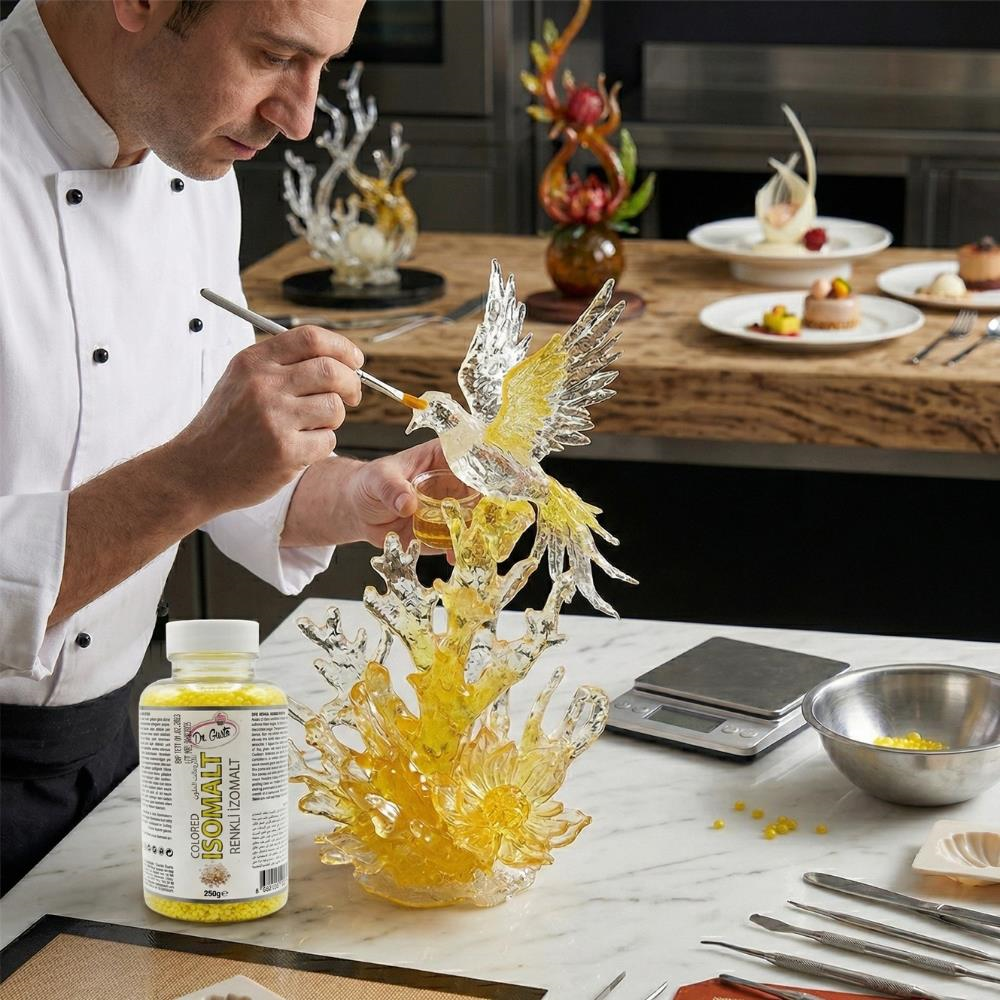 Renkli İzomalt (Isomalt) Sarı 250 GR – Şeker Sanatı ve Pasta Dekorasyon İçin