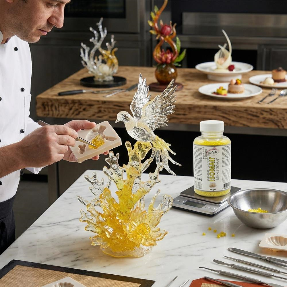 Renkli İzomalt (Isomalt) Sarı 250 GR – Şeker Sanatı ve Pasta Dekorasyon İçin
