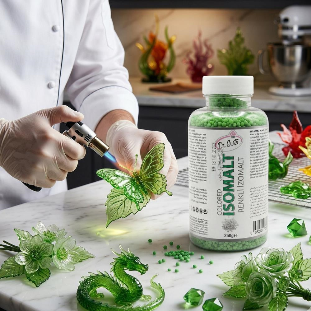 Renkli İzomalt (Isomalt) Yeşil 250 GR – Şeker Sanatı ve Pasta Dekorasyon İçin