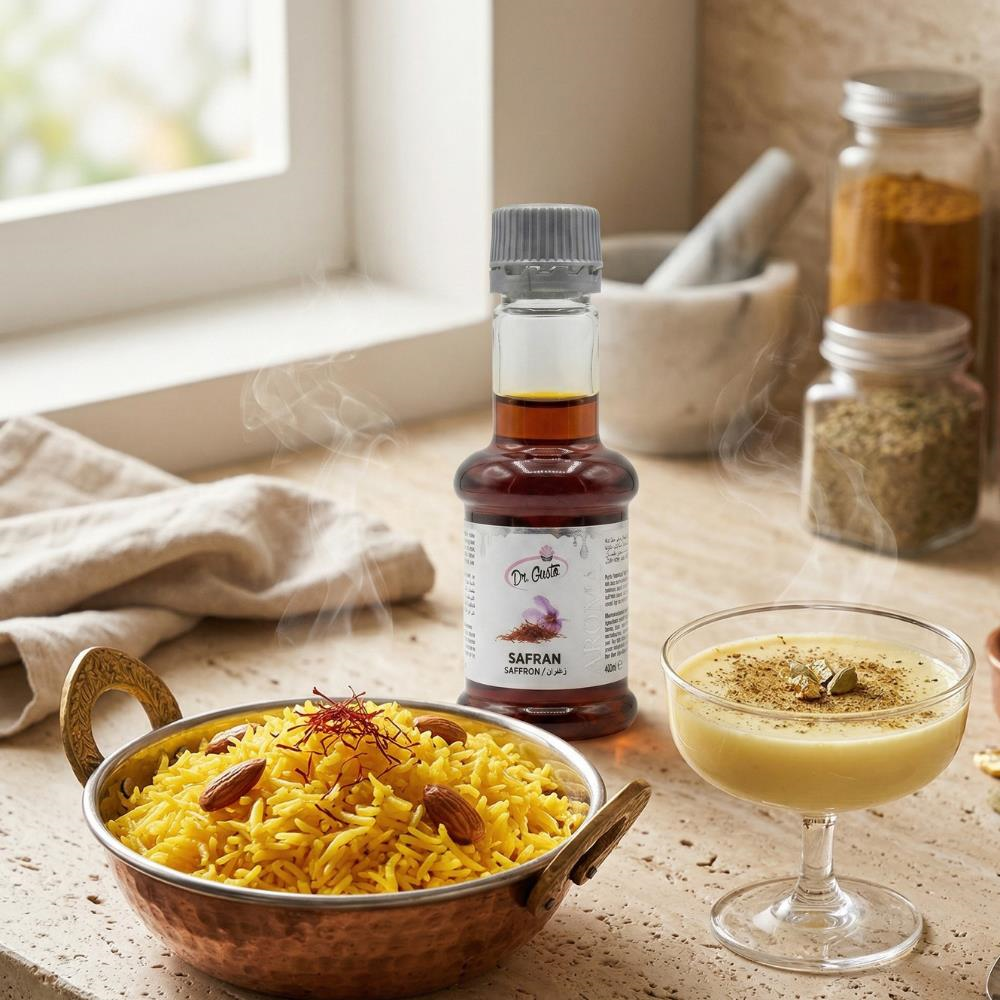 Safran Aroması 40 GR – Gıda Aroması (Tatlı, İçecek ve Pastacılık İçin)