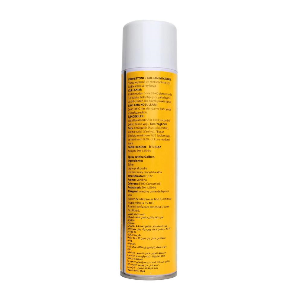 Dr. Gusto Sarı Kadife Sprey Pasta Boyası 250 ml - Pasta, Mousse, Tatlı ve Şekerleme Kaplama Spreyi