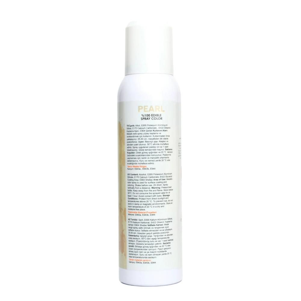 Sedef Metalik Sprey Gıda Boyası 150 ml – Pasta, Tatlı ve Çikolatalar İçin Parlak Sedef Efektli Renk