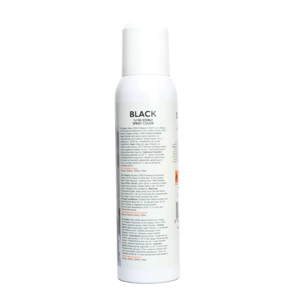 Siyah Metalik Sprey Gıda Boyası 150 ml