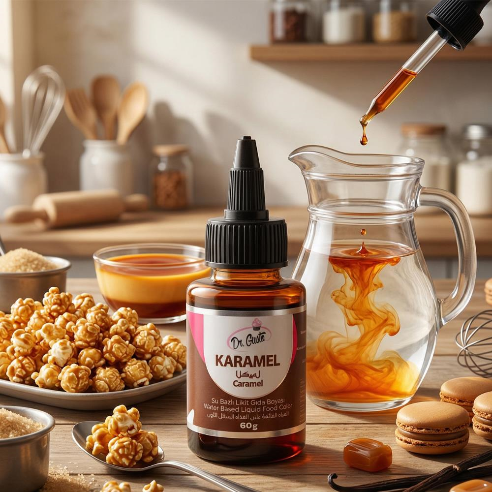 Su Bazlı Likit Gıda Boyası Karamel 60 GR – Pastacılık İçin Yoğun Renk Verici
