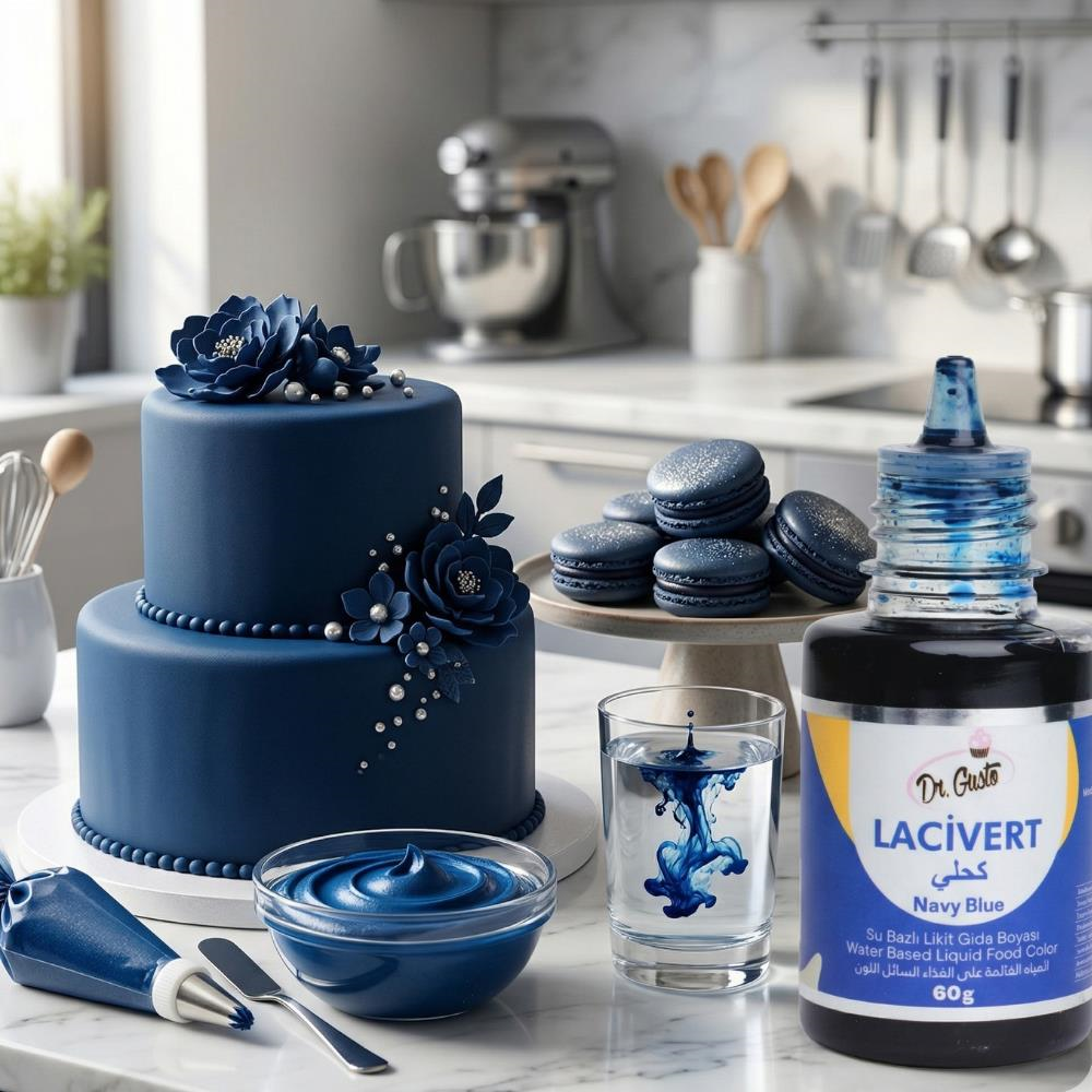 Dr. Gusto Su Bazlı Likit Gıda Boyası Lacivert 60 gr - Yoğun Renk Veren Pastacılık Boyası