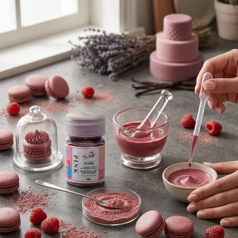Dr. Gusto Su Bazlı Toz Gıda Boyası Pembe 10 gr - Pastacılık için Canlı ve Yoğun Renk