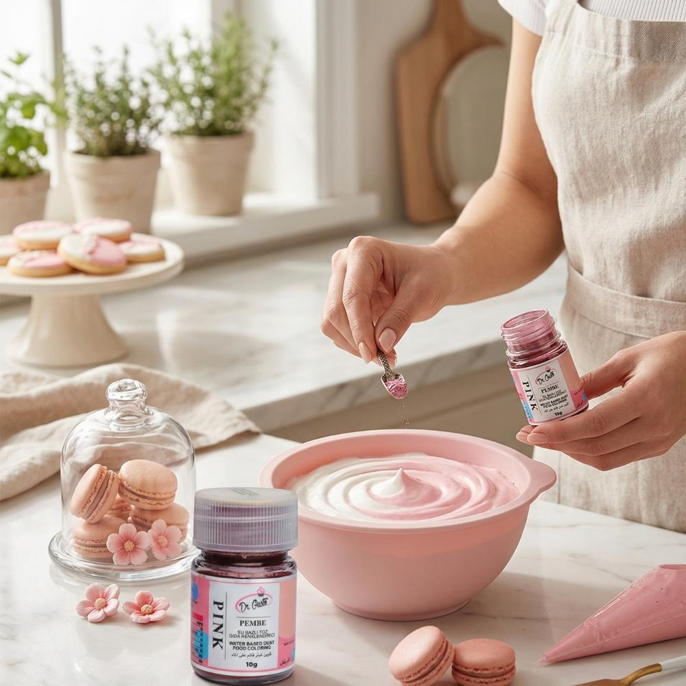 Dr. Gusto Su Bazlı Toz Gıda Boyası Pembe 10 gr - Pastacılık için Canlı ve Yoğun Renk