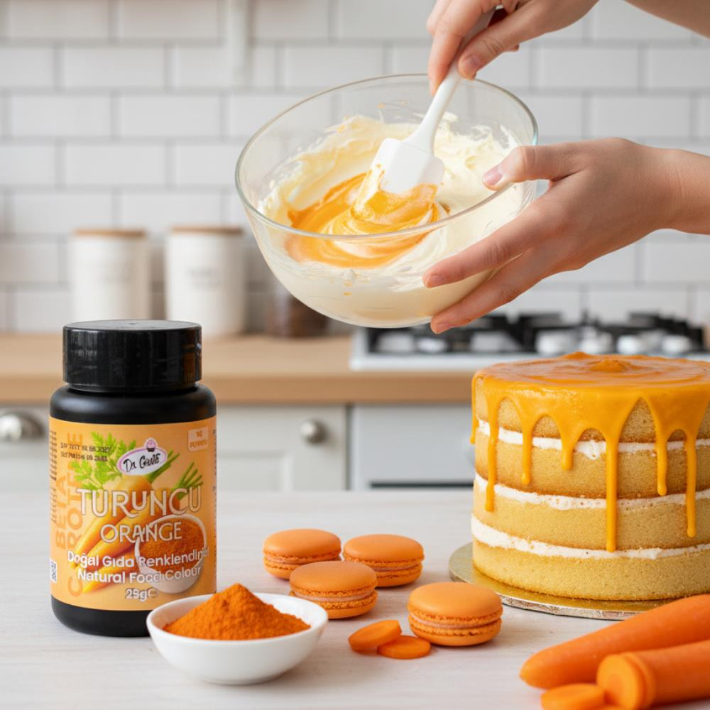 Dr. Gusto Toz Turuncu Doğal Gıda Boyası 25 gr - B - Karoten İçerikli, Pasta ve Tatlılar için Bitkisel Renk Boyası