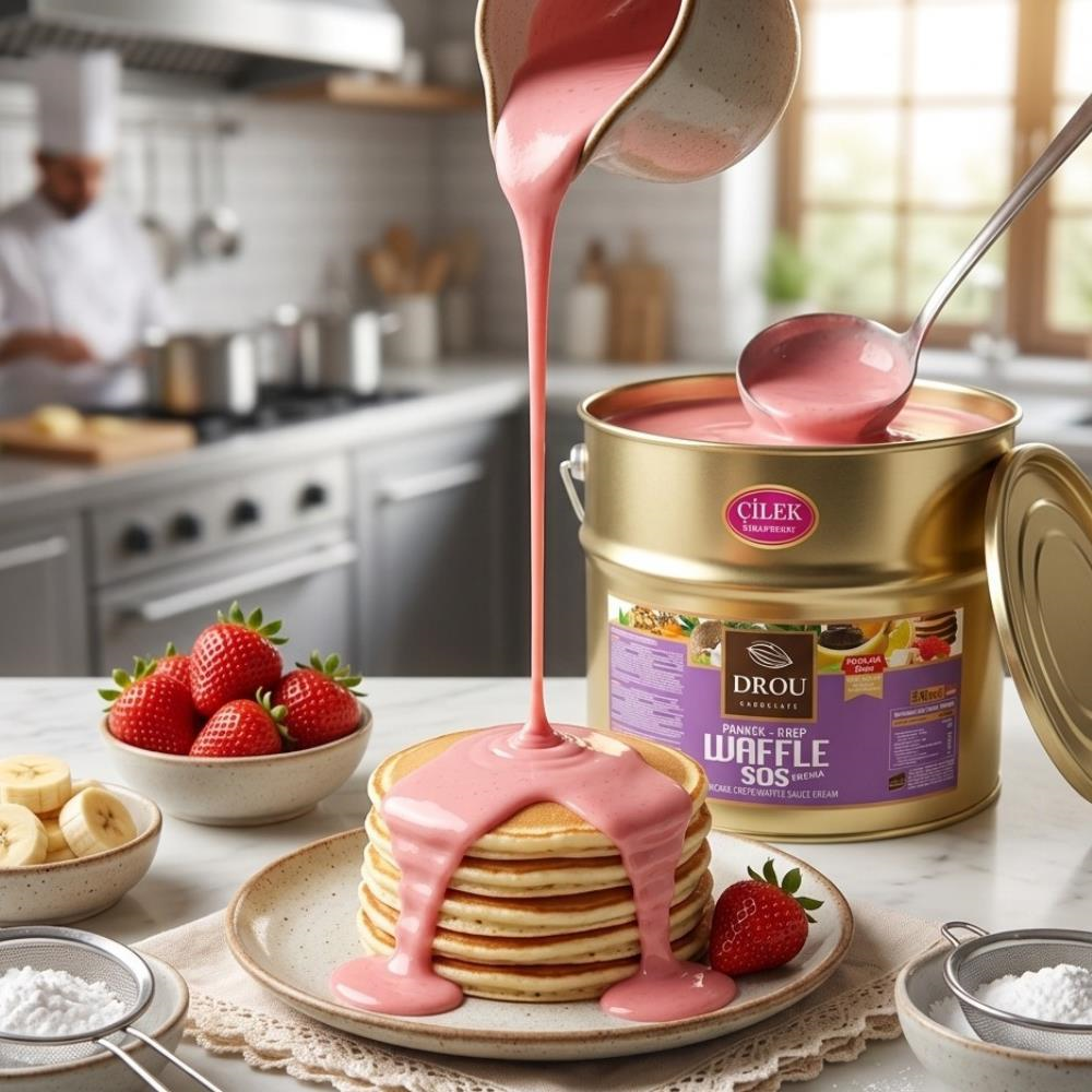 Waffle & Krep Sosu Çilekli 10 KG – Profesyonel Kullanım İçin Yoğun Kıvamlı Çilek Sos