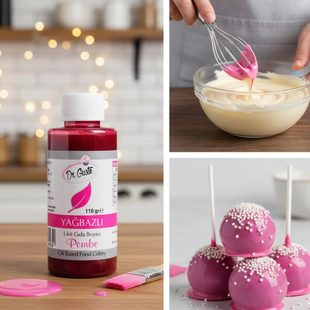 Dr. Gusto Yağ Bazlı Likit Gıda Boyası Pembe 110 gr