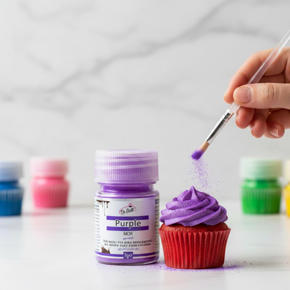 Dr. Gusto Yağ Bazlı Toz Gıda Boyası Mor 7 gr - Çikolata, Ganaj ve Macaron için Yoğun Renk
