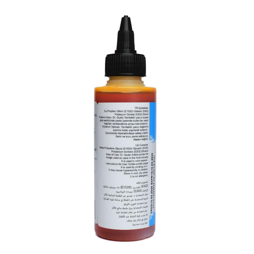 Dr. Gusto Yenilebilir Yazıcı Gıda Mürekkebi Sarı 115 ml - Pasta Baskı ve Gıda Yazıcı Mürekkebi