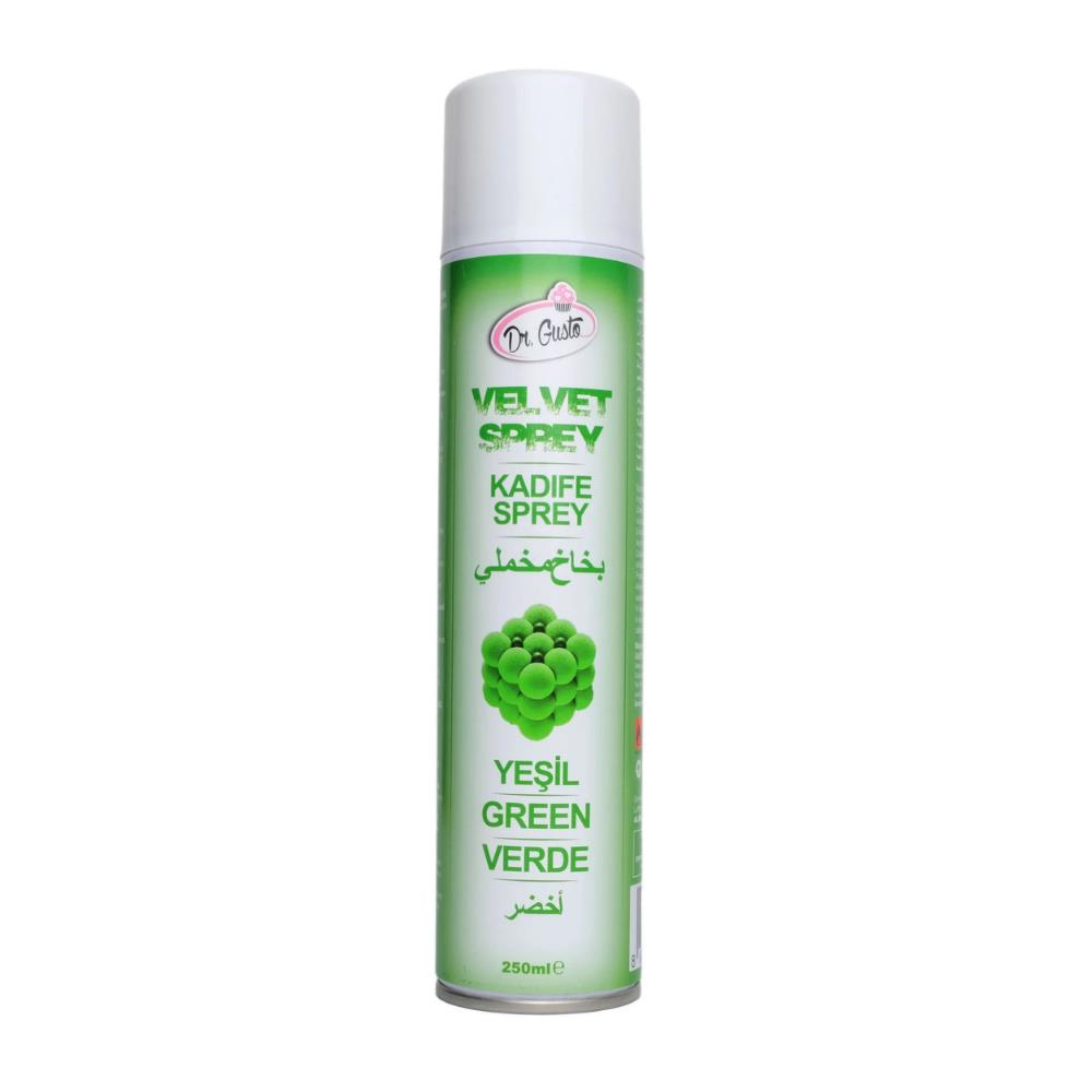 Dr. Gusto Yeşil Kadife Sprey Pasta Boyası 250 ml - Pasta, Mousse, Tatlı ve Şekerleme Kaplama Spreyi