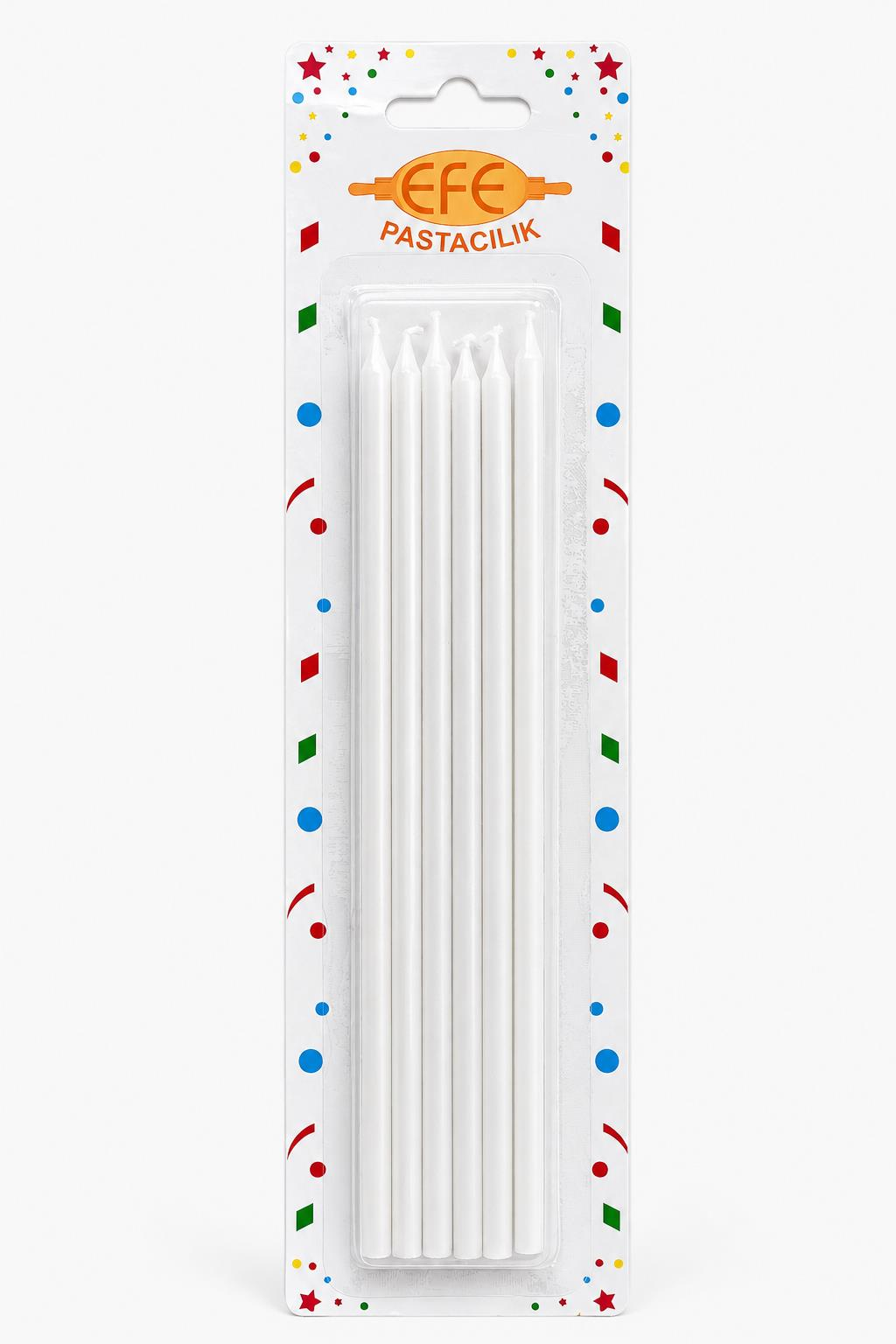 Beyaz Uzun Pasta Mumu 20 Cm