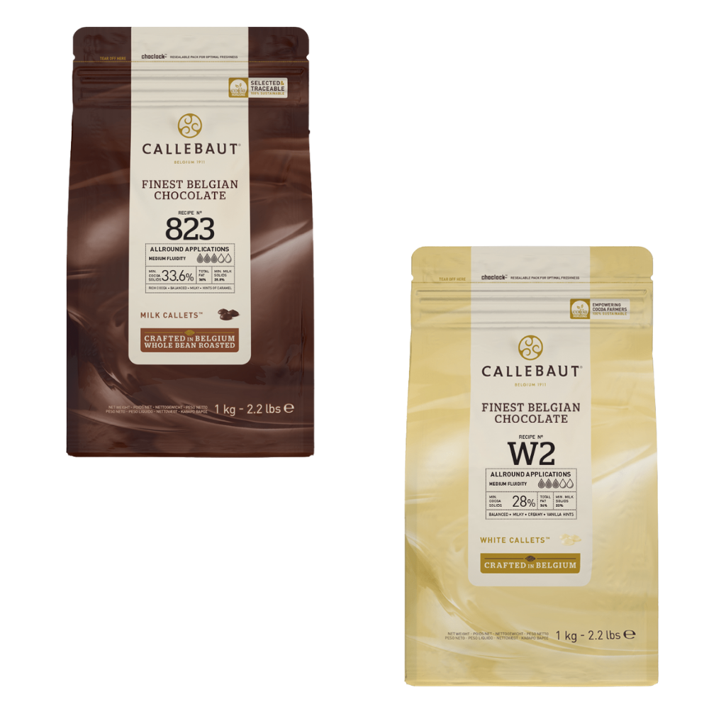 Callebaut Lezzeti: 823 Sütlü & W2 Beyaz Çikolata Drop 2'li Paket (2x1 Kg)