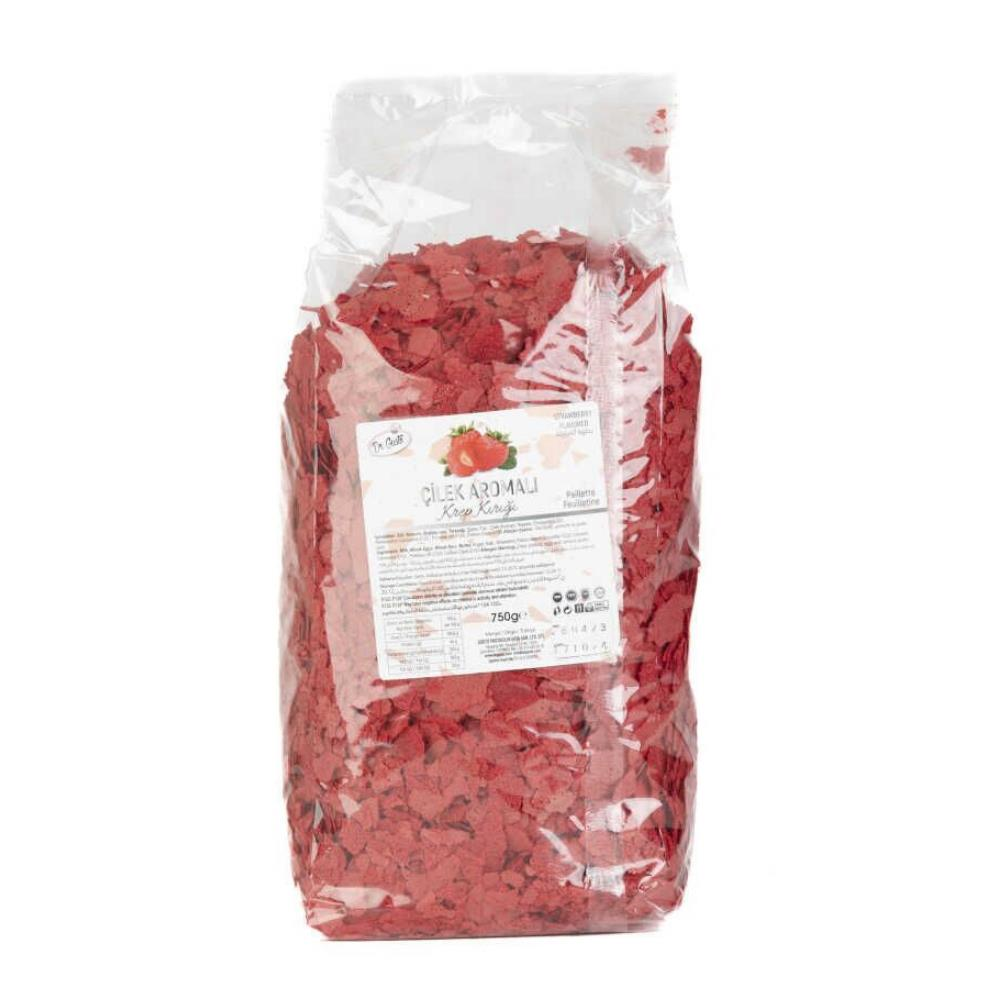 Çilekli Krep Kırığı 750 G – Pasta, Tatlı ve Dondurmalar İçin Çilek Aromalı Süsleme