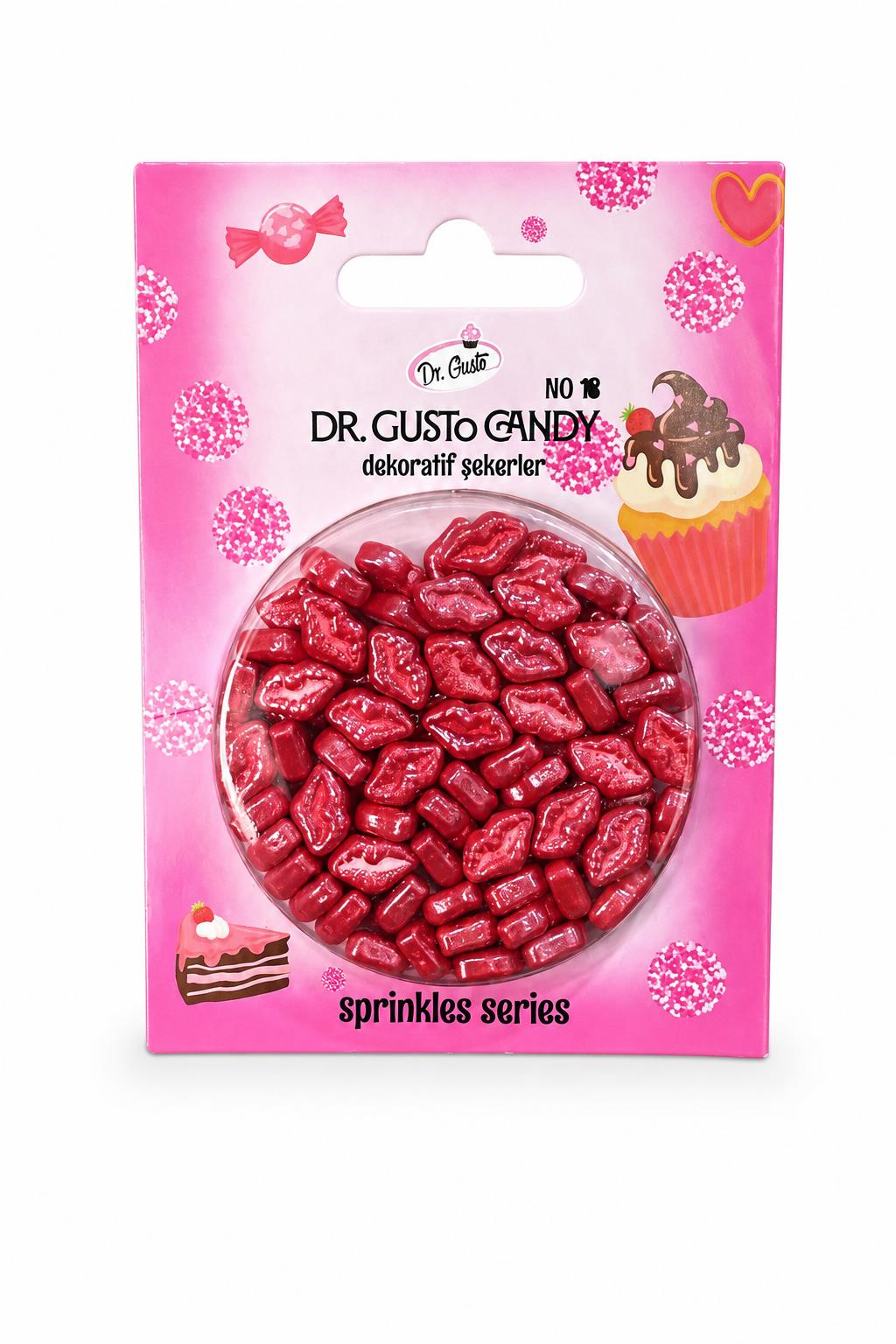 Dr. GustoDr. Gusto Kırmızı Dudak Şekilli Pasta Süsleme Şekeri