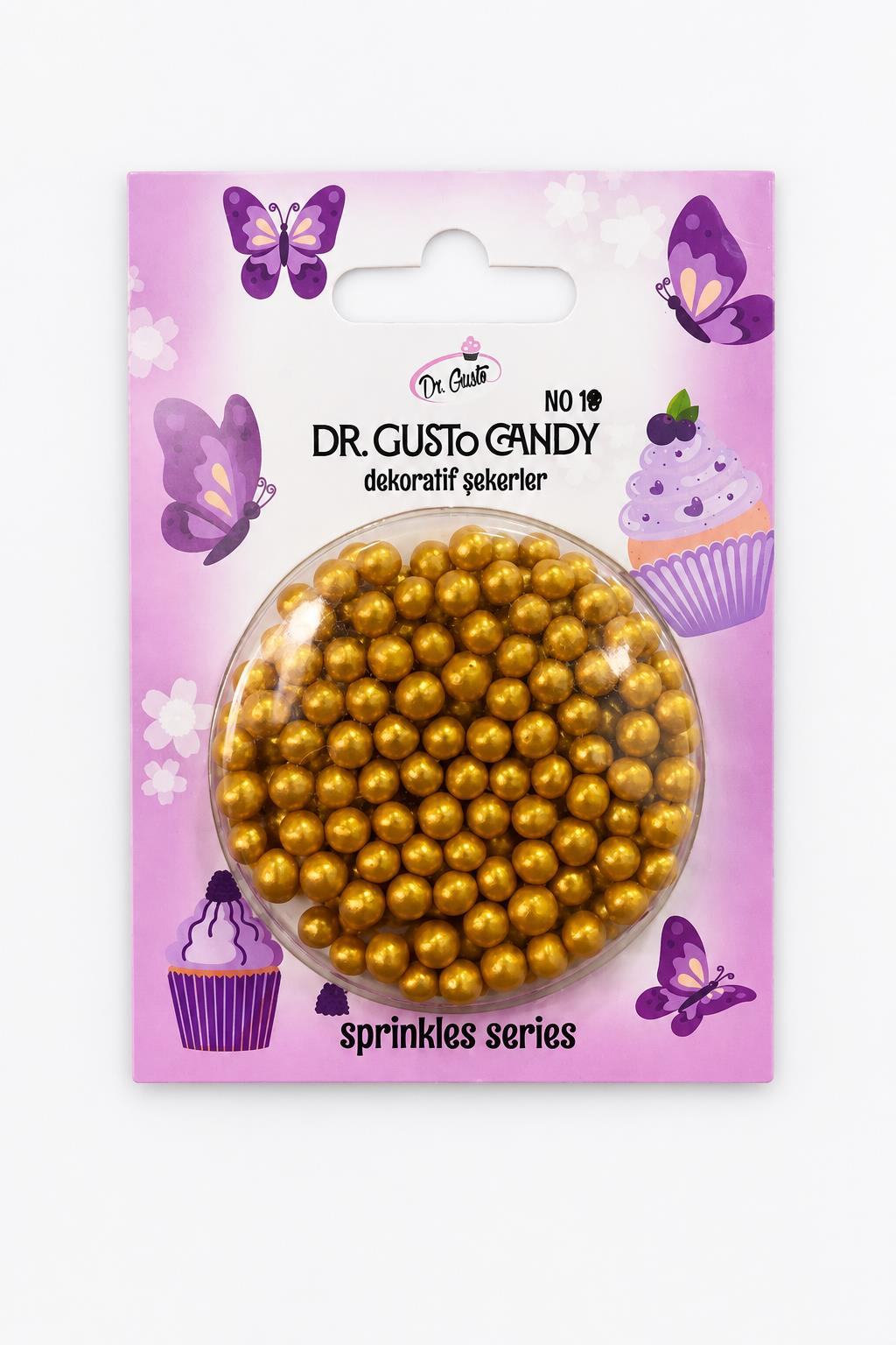 Dr. GustoDr. Gusto 4 mm Candy Altın Boncuk Pasta Süsleme Şekeri – Gold Dekor Şekeri