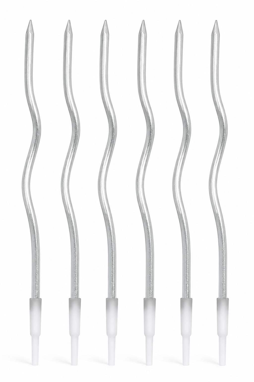 Efe PastacılıkGümüş Zikzak Doğum Günü Pastası Mumu 6’lı Paket 15 Cm