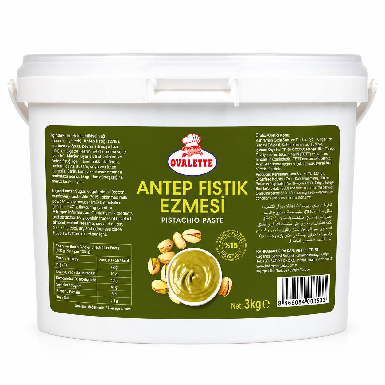 OvaletteOvalette Antep Fıstığı Ezmesi 3 Kg