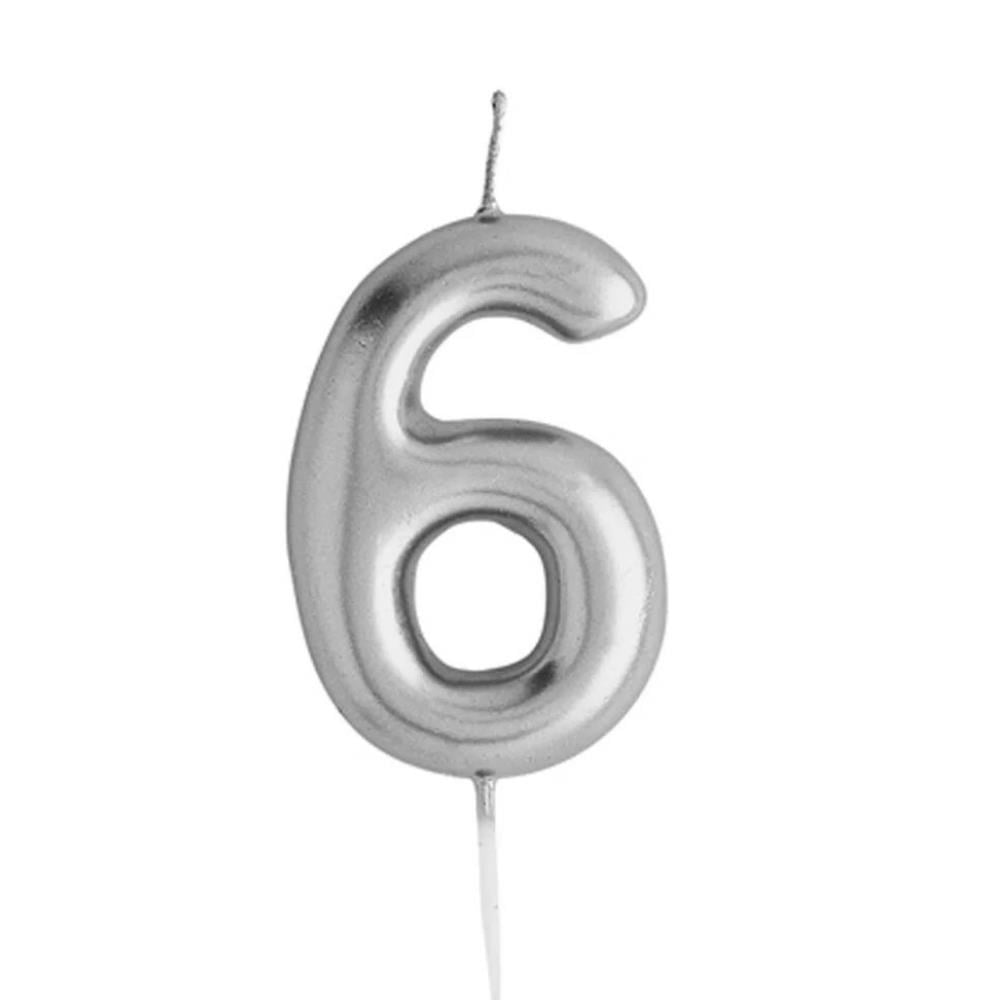 Rakamlı Gümüş Silver Pasta Mumu Yaş 6