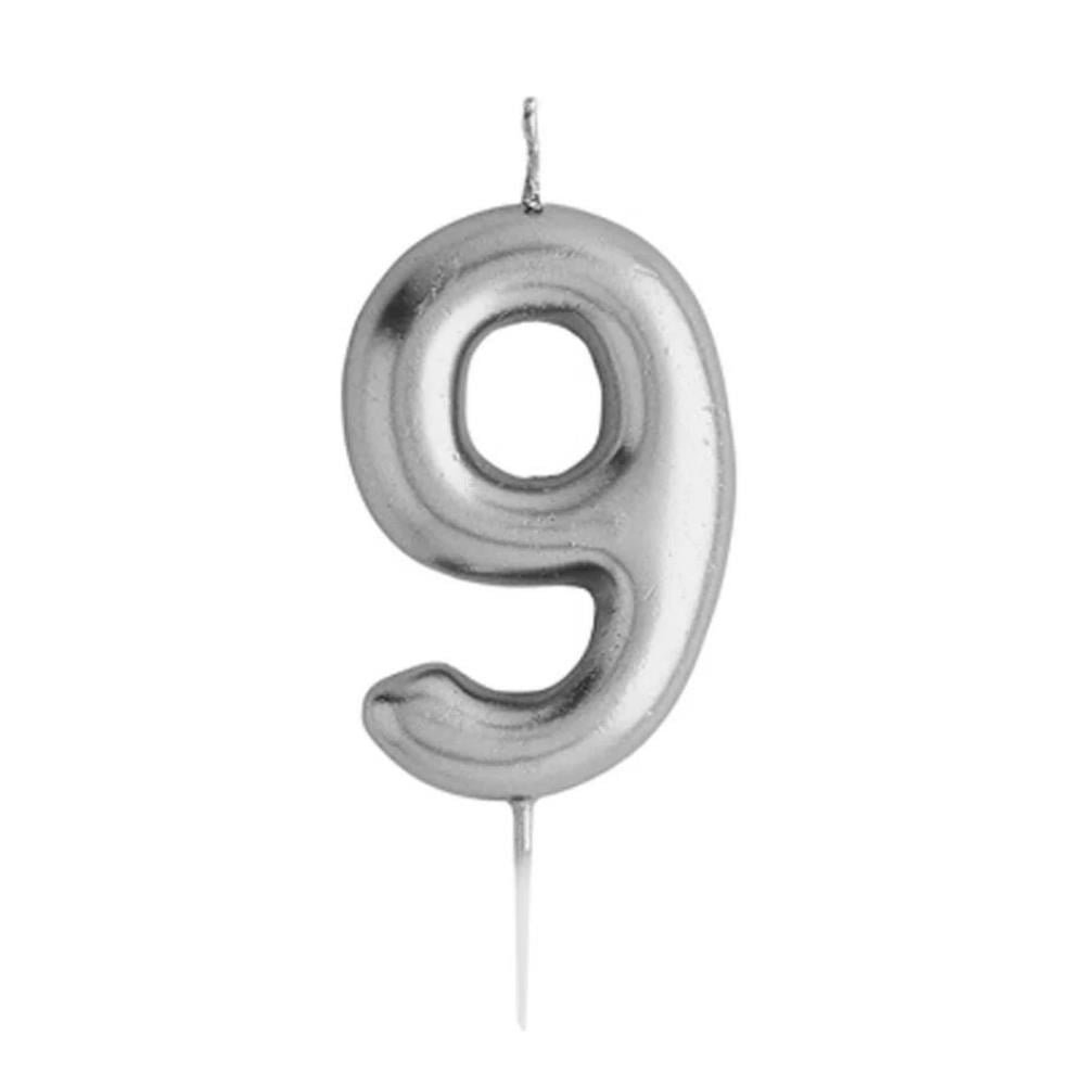 Rakamlı Gümüş Silver Pasta Mumu Yaş 9