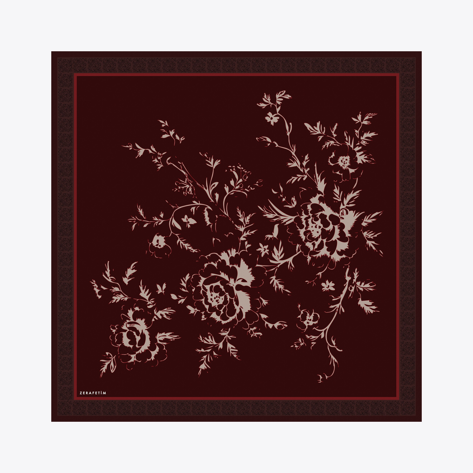 Clove Desen İpek Twill Eşarp