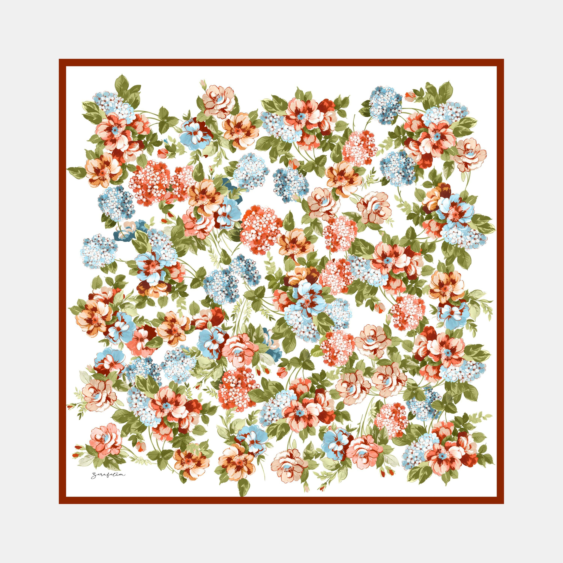 Hydrangea Garden Desen İpek Twill Eşarp