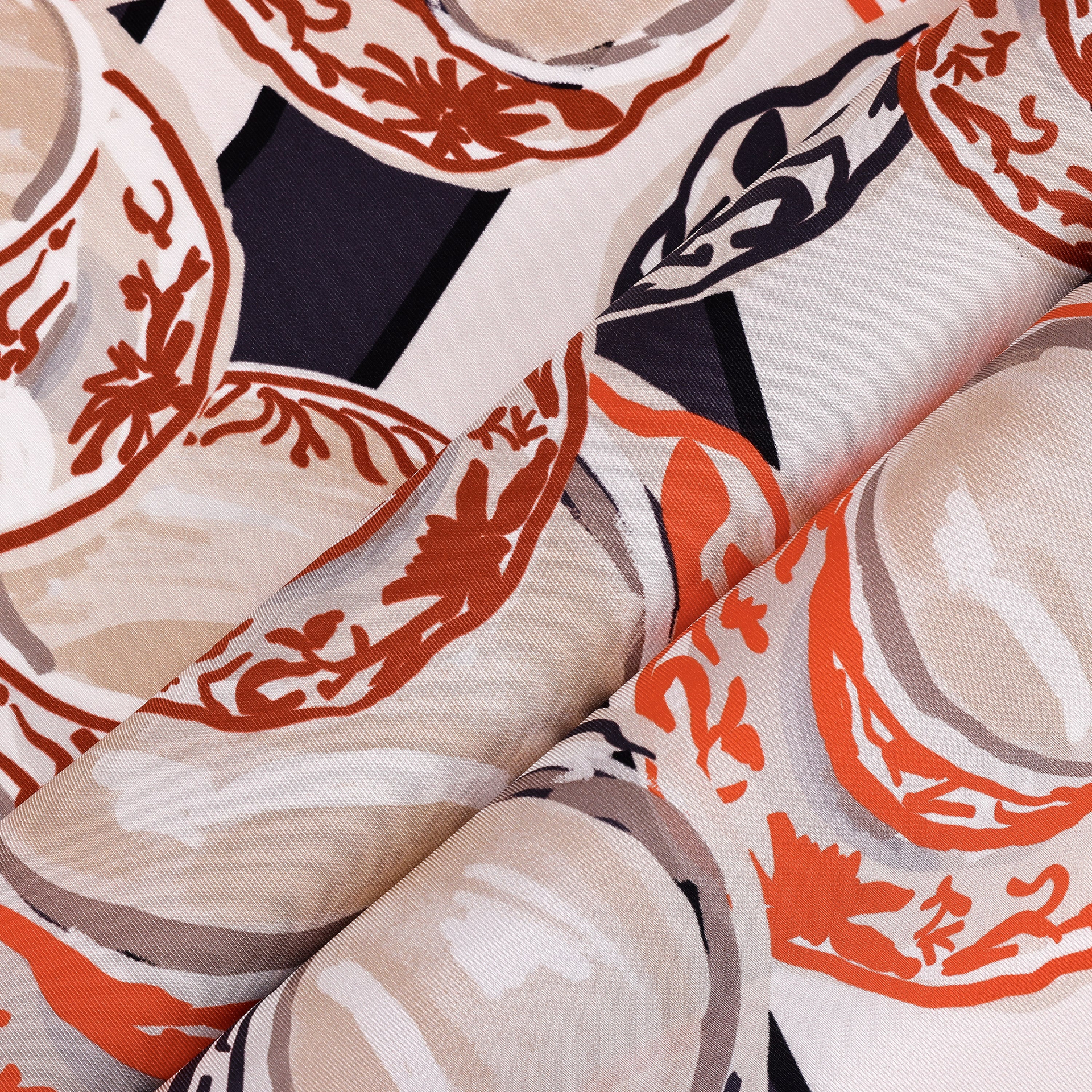 Tea Cup Desen İpek Twill Eşarp