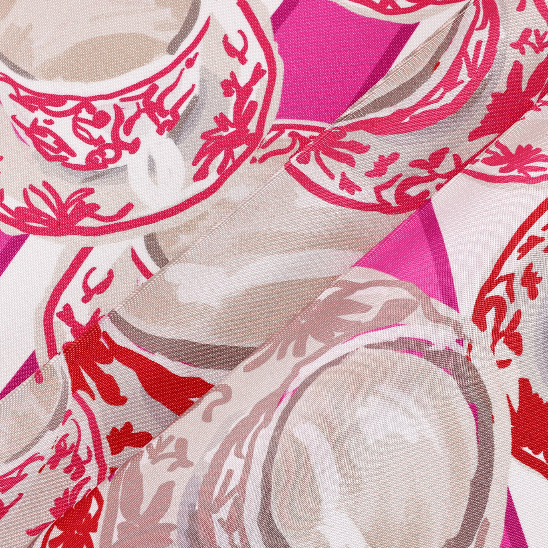 Tea Cup Desen İpek Twill Eşarp