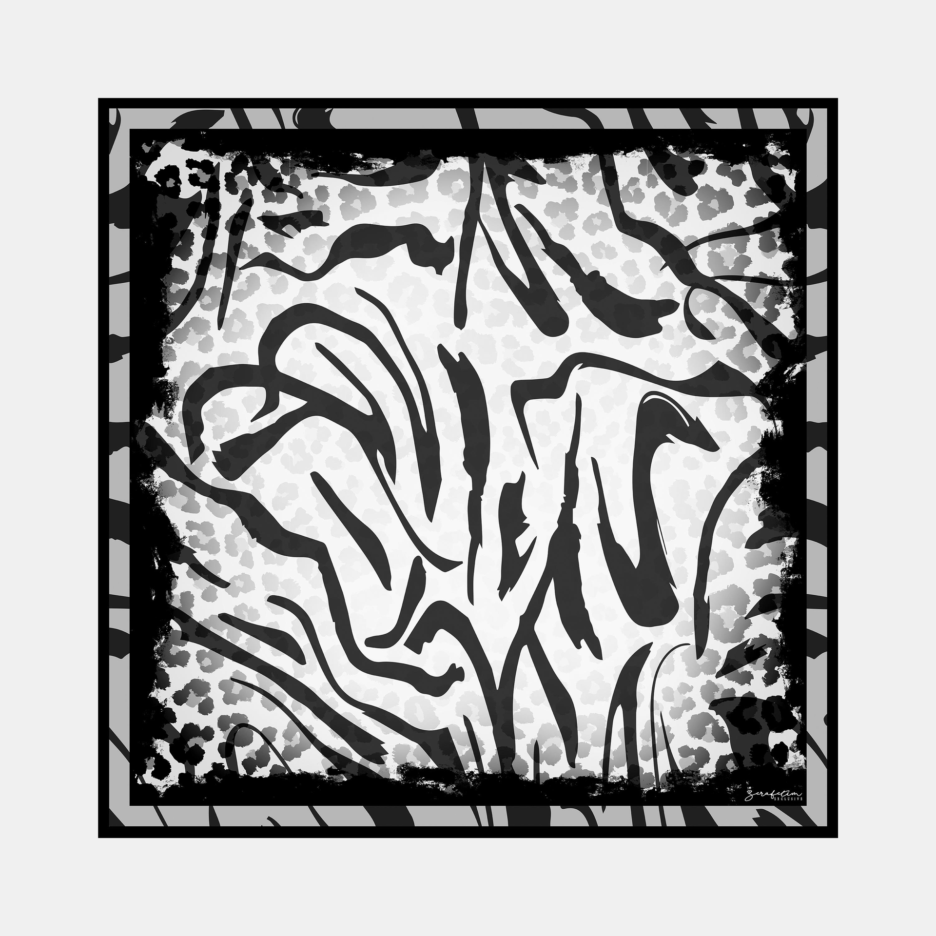 Zebra Desen İpek Twill Eşarp